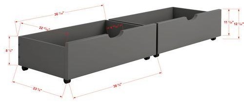 Canal House Bunk Beds TF100+UBD100 TwinOverFull Bunk Bed White with Pair of Under Bed Drawers